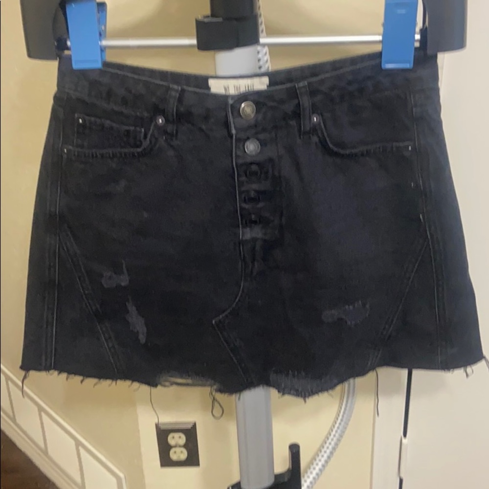 Free People Black Denim Skirt